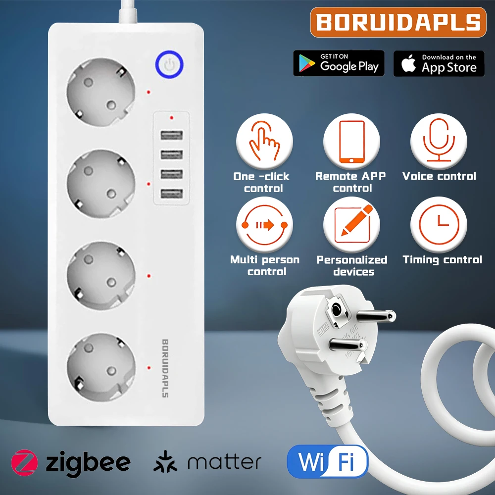Smart Home Apple - BORUIDAPLS ZigBee Matter WiFi Prise Intelligente