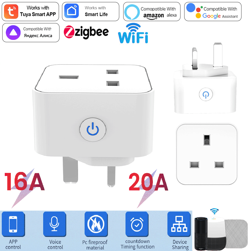 Smart Home Wiser - Prise intelligente Tuya 16A/20A WiFi ou